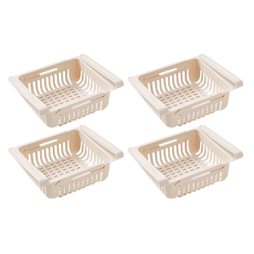 Pull-out Refrigerator Storage Box Holder Food Organizer Drawer Shelf Proper Drawers Fresh Spacer Layer Storage Rack: White