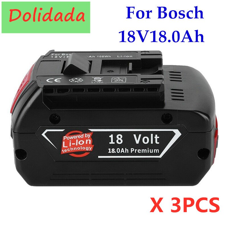 Original 18V 18000mah Rechargeable Li-ion Battery For Bosch 18V Battery Backup 18Ah Portable Replacement BAT609 Indicator light