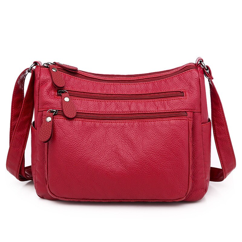 LONOOLISA bolsos de hombro de para mujer, bolsos cruzados de multibolsillo para mujer, Bolso bandolera de gran capacidad, Bolso de mujer: Red-2