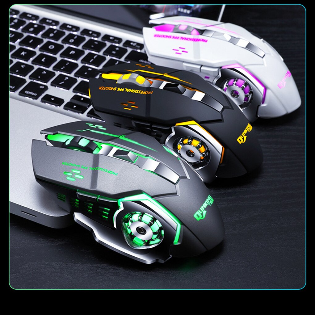 Wireless Mouse 7 Color Breathing Light Rechargeable Desktop Computer Laptop 2.4G 6 Buttons Gaming Mouse
