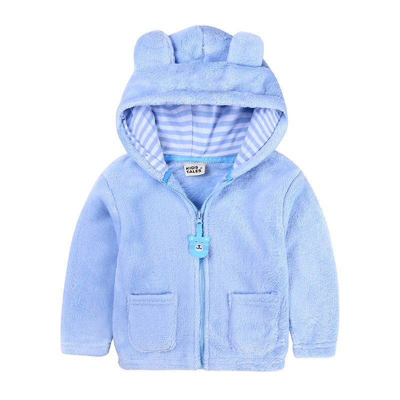 Kevät syksy fleece vauvan huppari söpö karhu hupullinen takki pojille tytöille vauvan lasten ulkovaatteet: Taivaansininen / 18-24m