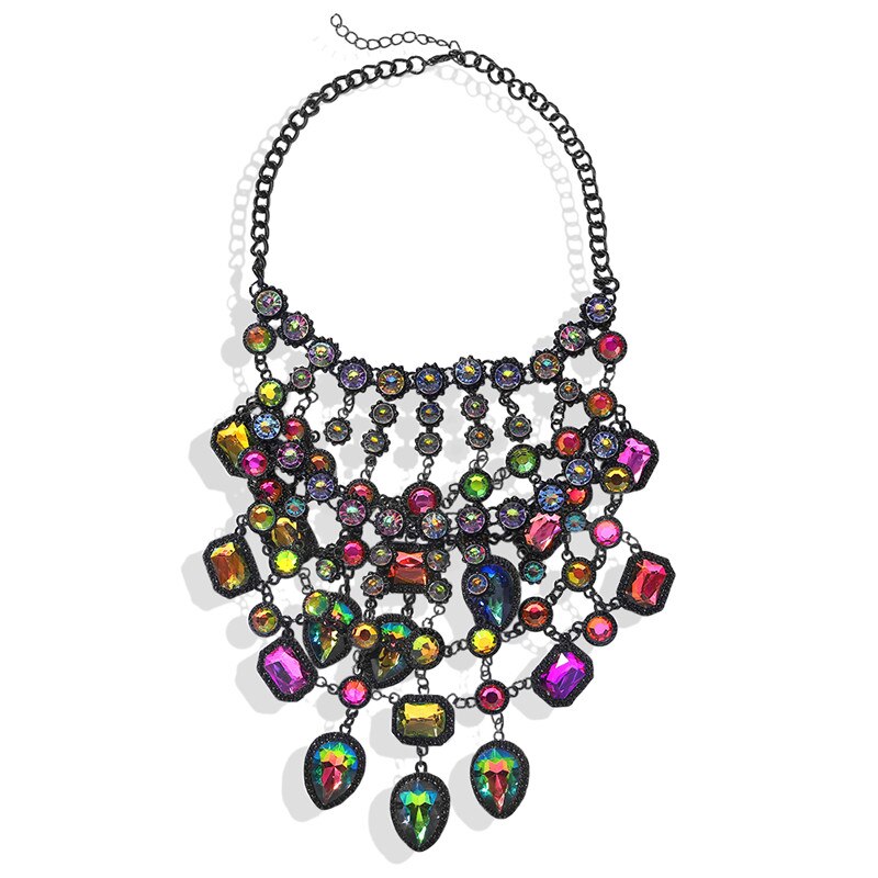 Miwens 9 Colors Crystal Metal Maxi Big Necklace Chain Charm Choker Women DIY Adjustable Jewelry Punk A554: Multicolored 2