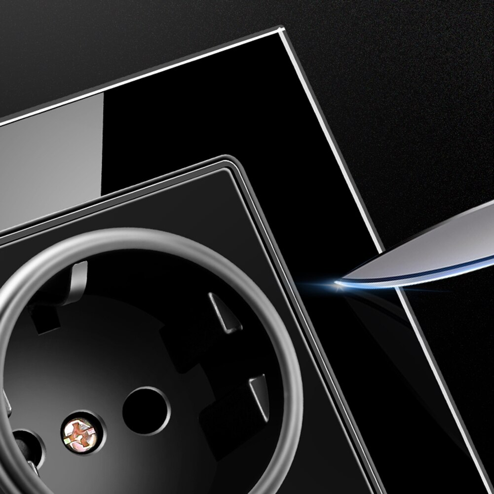 Single Power Socket Crystal Glass Panel 16A EU Standard Power Electrical Outlet for Home Electrical Supplies