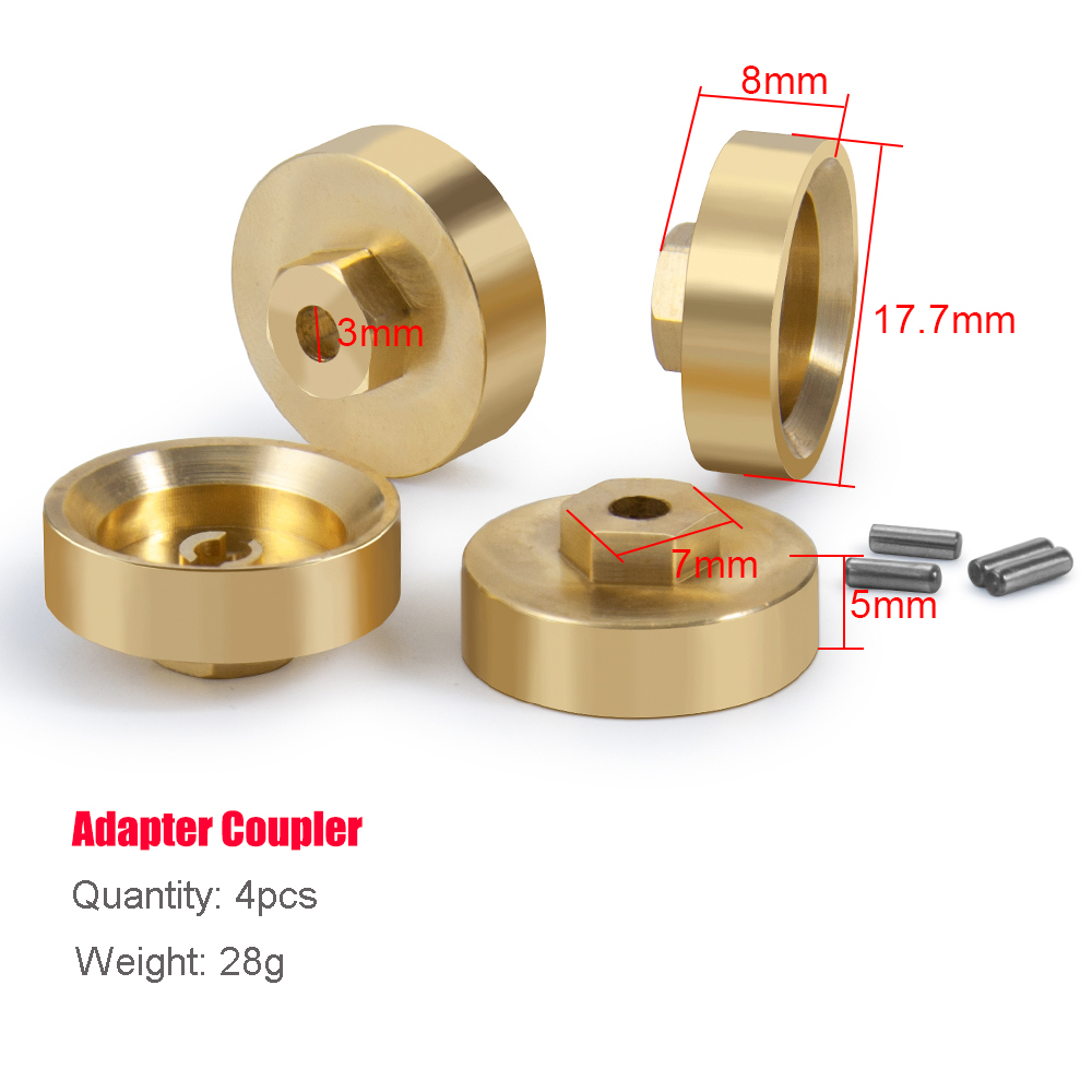 MIBIDAO-cubierta diferencial de latón, nudillo de dirección, adaptador hexagonal, acoplador de peso para Axial SCX24 1/24 RC, piezas de mejora de coche, accesorios: Negro