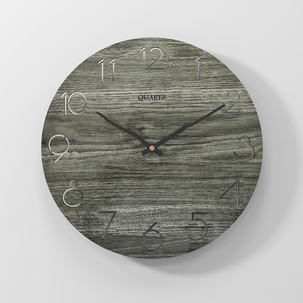 Horloge murale en bois 12 pouces | Montre de salon, nordique moderne, horloge de cuisine 3D, montre murale creuse, décoration de maison: 6
