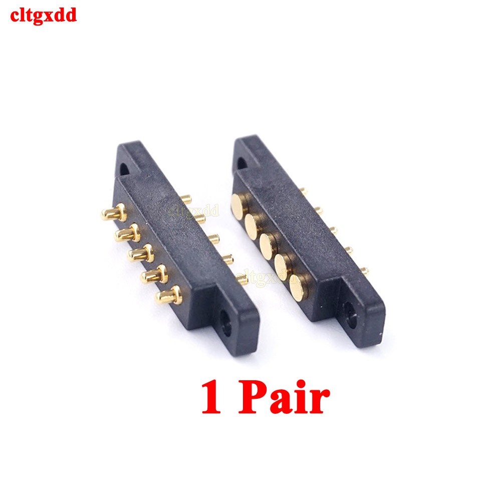 1pcs Spring Loaded Connector Pogo Pin 5 Pin 2.54 MM Pitch Through Holes PCB Vertical With Flange Panel Mount Single Row Strip: 1Pair