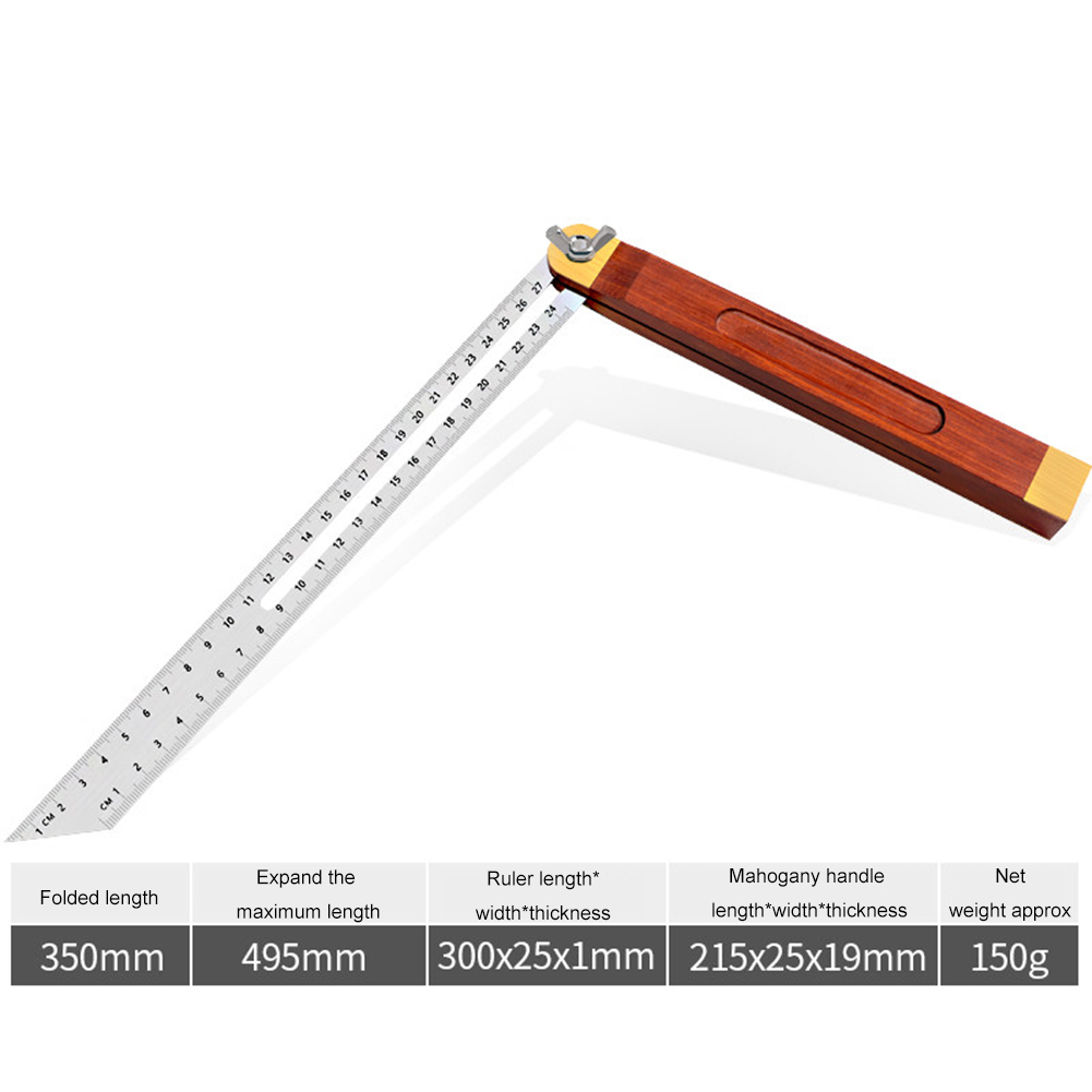 Angle Rulers Gauges Tri Square Sliding T-Bevel with Wooden Handle Level Measuring Tool Wooden Marking Gauge Protractor: green