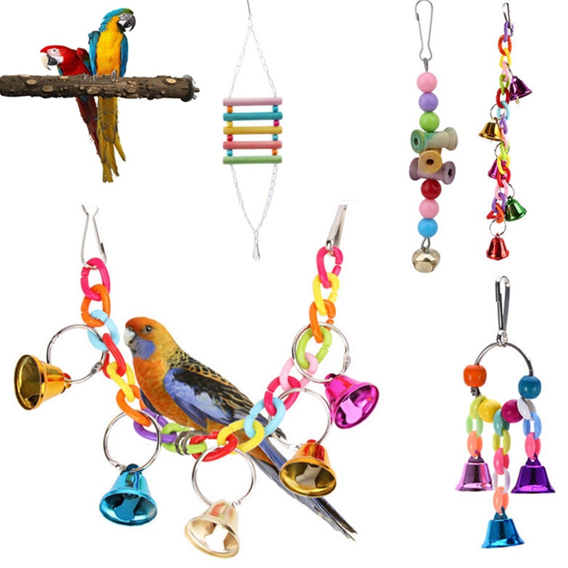 Oiseaux jouets drôle calopsitte perruche Conure oiseaux morsures jouet perroquet balançoire Cages mâcher jouets acrylique Suspension pont escalade corde