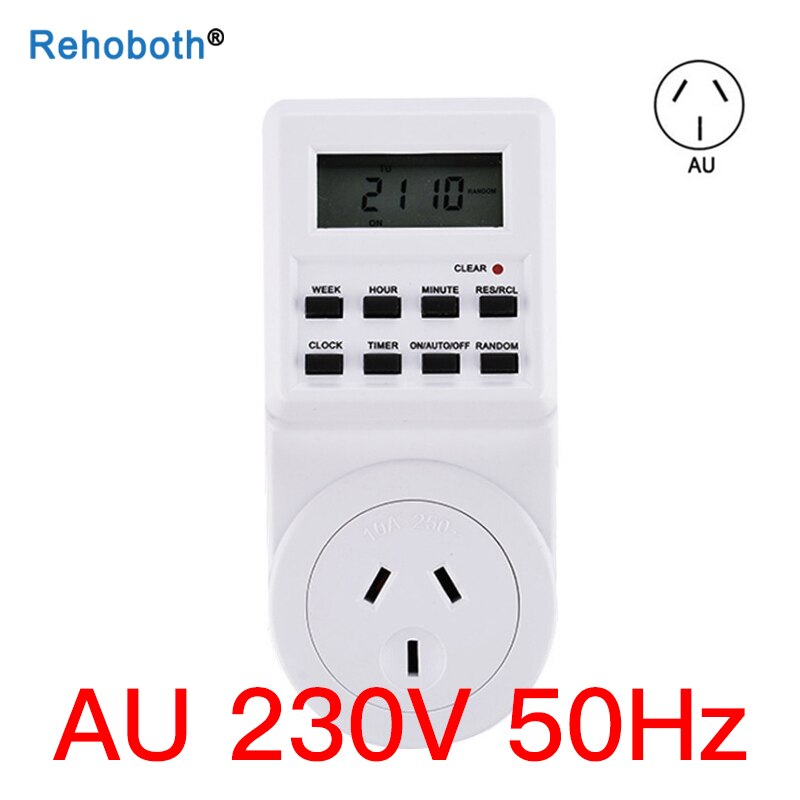 Elektronisk digital timer kontakt stik 24 timer cyklisk eu uk au us br fr stik køkken timer udtag programmerbart tidsindtag: Au   ac230v