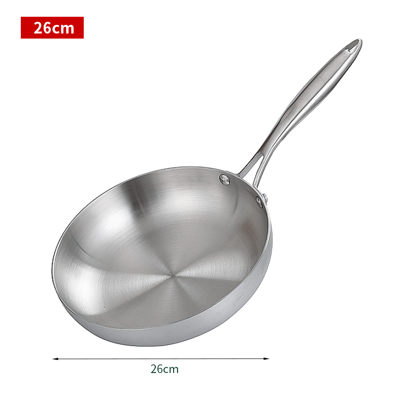 304 stekpannor i rostfritt stål, nonstick-panna stekt biffgryta obelagd köksredskap för gasspis och induktionshäll: Gul