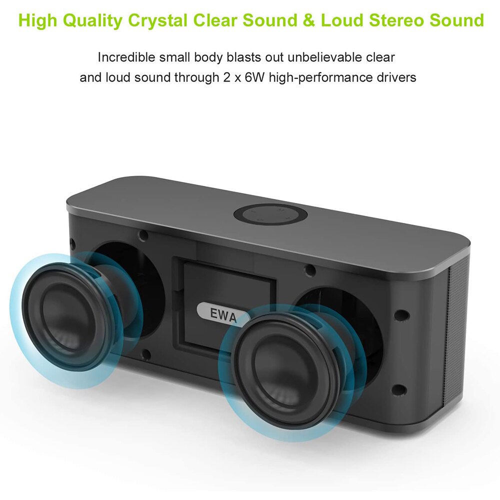 Ewa Bluetooth Speaker 2*6W Drivers 4000Mah Batterij Subwoofer Speakers Geluid Bar Stereo Parlantes Profesionales Subwoofer