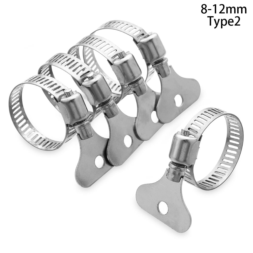 Stainless Steel Hose Clamps Sealing T Bolt Pipe Clip Useful Welding Exhaust Hardware Repair Tool Fuel Line Worm Size Clips: 8-12mm-2