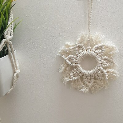 Nordique macramé tenture murale en coton tissé à la main petite tapisserie murale enfants chambre tête de lit accessoires Photo Boho arbre de noël décor