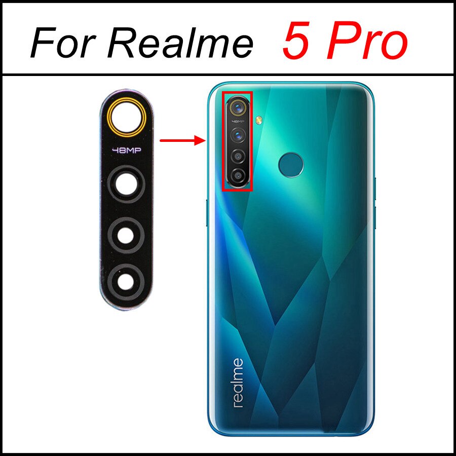 Tylna kamera szklana osłona obiektywu dla Realme 3 5 6 7 Pro globalnego 5i 5S 6i 7i Realme 8 5G główna kamera szkło wymiana + klej