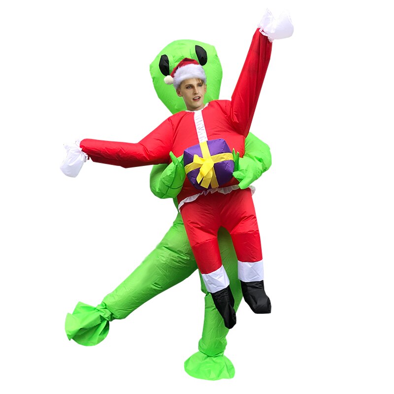 Christmas Green Alien costume Adult Funny Inflatable Santa claus Costume Monster Suit Party Carnival Costumes Year