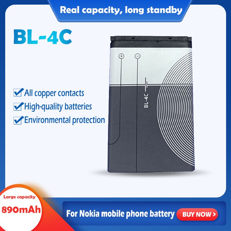 3,7 V 890mAh BL-4C BL 4C batería de litio recargable para Nokia 6100 teléfono 6300, 6125, 6136S 6170, 6260, 6301, 7705, 7200, 7270, 8208