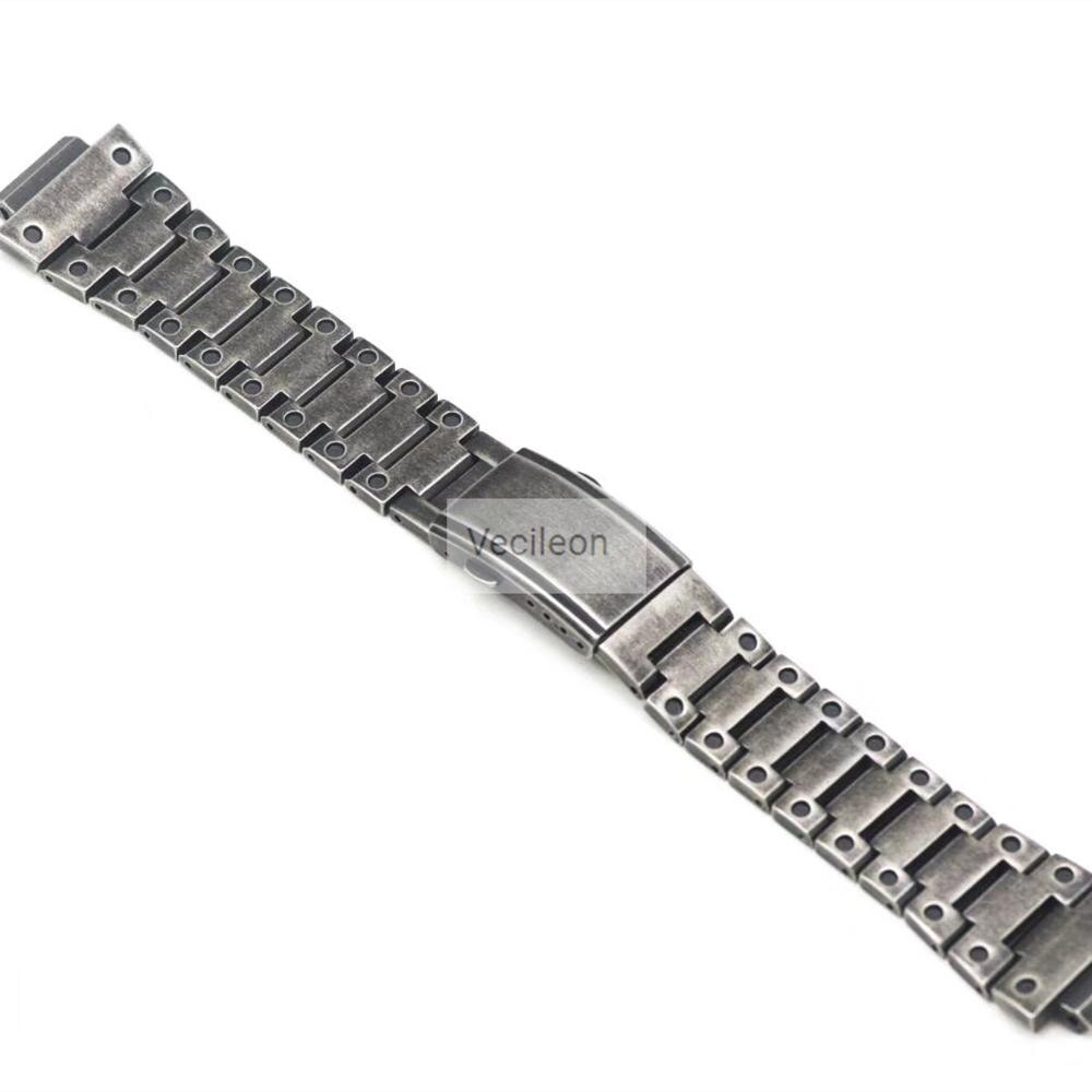 Retro zilveren horlogeband horlogeband bezel set voor gwm 5610 dw5600 gw5000 metalen roestvrijstalen armband stalen riem met gereedschap