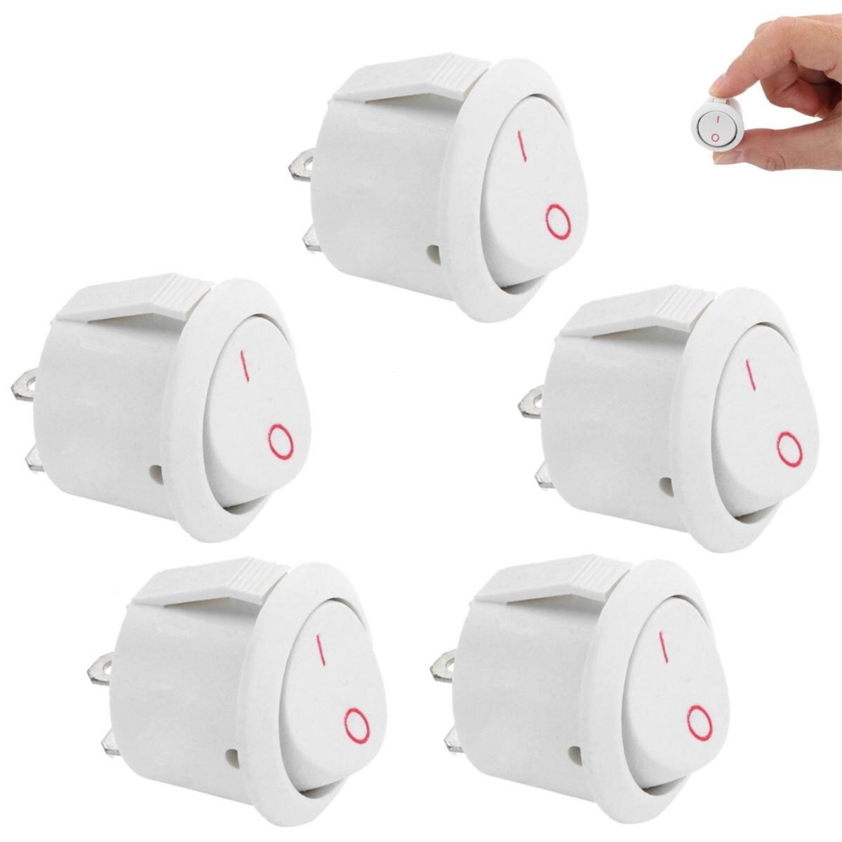 5pcs 14mm Mount Hole Lip Small White SPST Round Ro... – Vicedeal