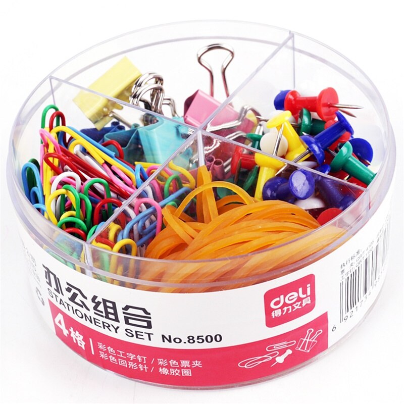 100pcs Paper Clips Binder Paper Clips Push Pins 50pcs Push Pin 10pcs Colorful Binder Clip 12g Rubber Band Office Supplies H6036