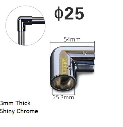 Adaptateur de Tube de tige épais 25mm | Embout de connexion T 2 3 4 5 voies, affichage en alliage de Zinc, Chrome Nickel brossé 4 pièces/lot: Chrome 2-way