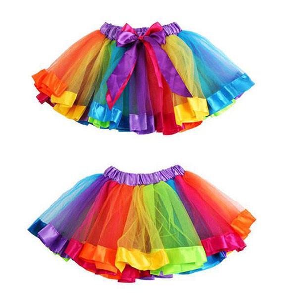 Meisjes Kids Petticoat Regenboog Pettiskirt Strik Rok Tutu Dancewear