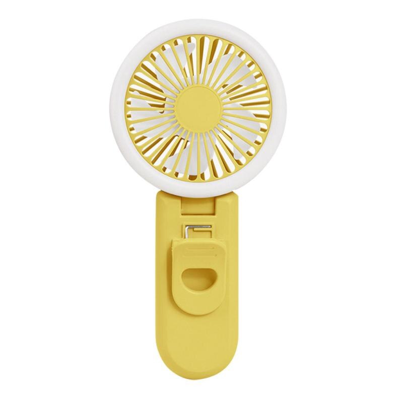 Selfie Led Ring Licht Met Ventilator 3 Niveau Licht Draagbare Mobiele Selfie Lamp Clip Telefoon Oplaadbare 800Mah Fotografie: YELLOW
