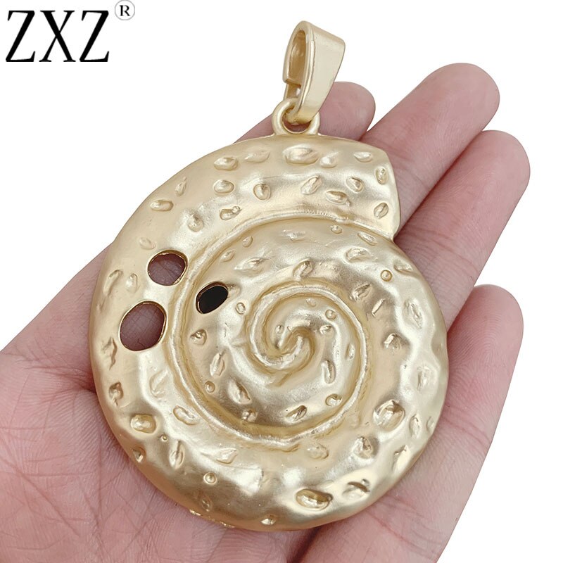 Zxz 1 stykke mat guld stor muslingeskal konkylie havsnegl spiral charms vedhæng til halskæde smykker gør fund 78 x 54mm