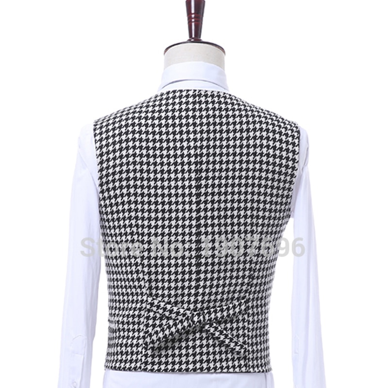 Chaleco de pata de gallo con doble botonadura para caballero, traje informal de una pieza, traje de
