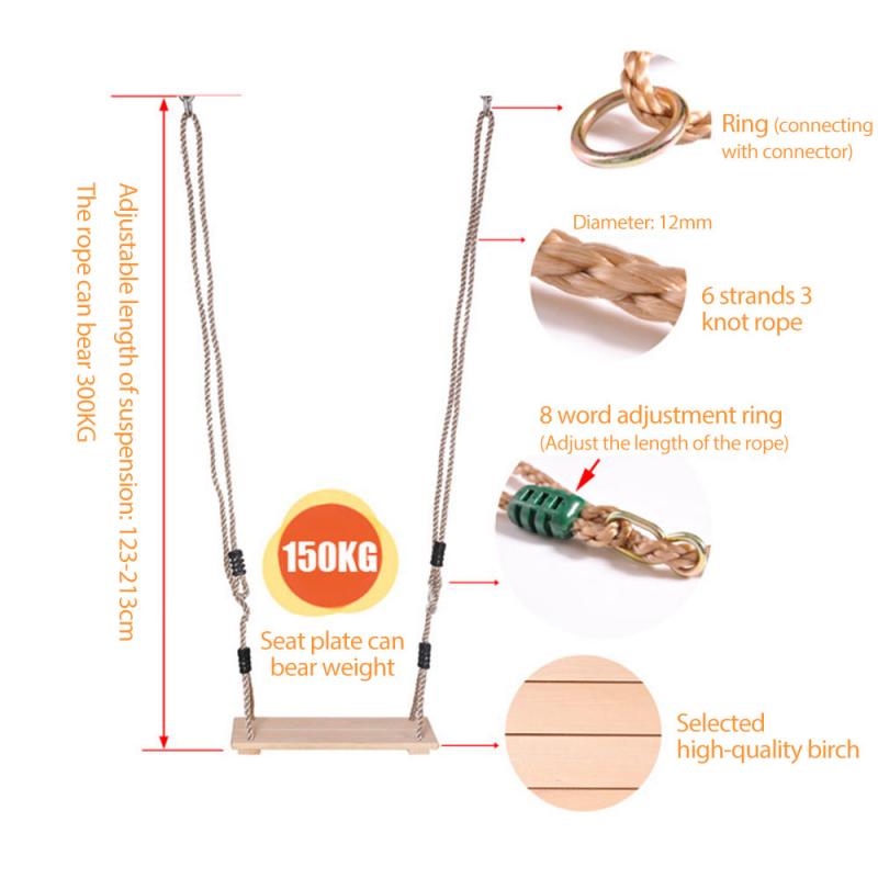 Huske for voksne barn utendørs hage huske fire-bords anti-korrosjon trehuske med tau innendørs landlig huske på landet