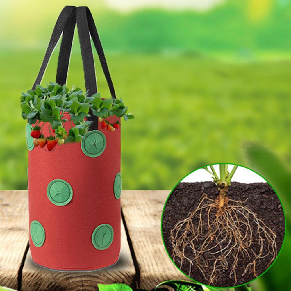 Groeiende Pouch Duurzaam Grote Capaciteit Niet-geweven Stof Opknoping Aardbei Plant Pot Tas Voor Tuin