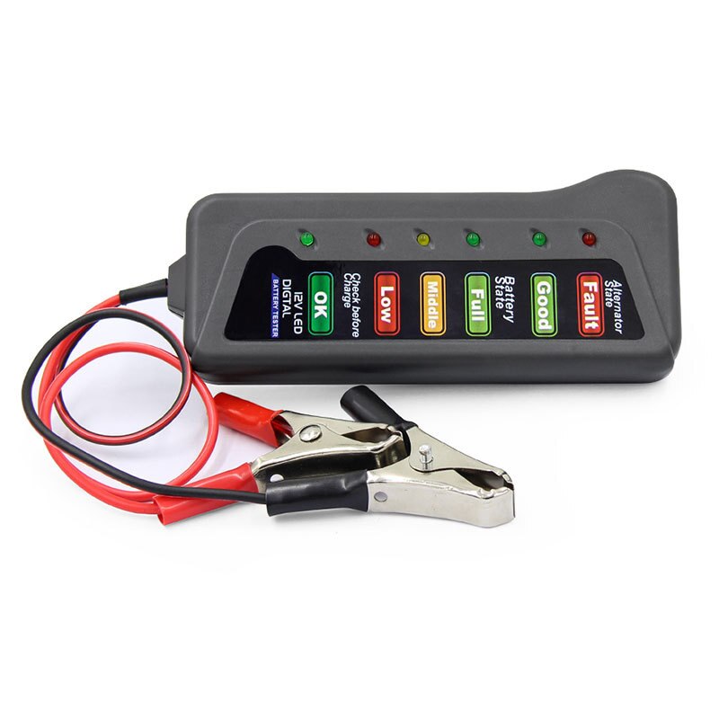 Mini probador de batería de coche de 12V, probador de alternador Digital, pantalla de 6 luces LED, herramienta de diagnóstico para coche, probador de batería automático para coche