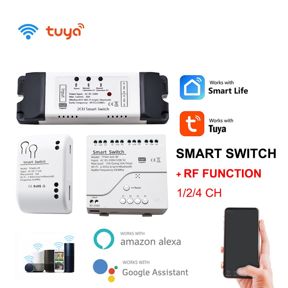 Smart Garage Door Opener RF WiFi Switch Sliding Gate Controller Work With Alexa Google Home SmartLife Tuya APP Remote Control