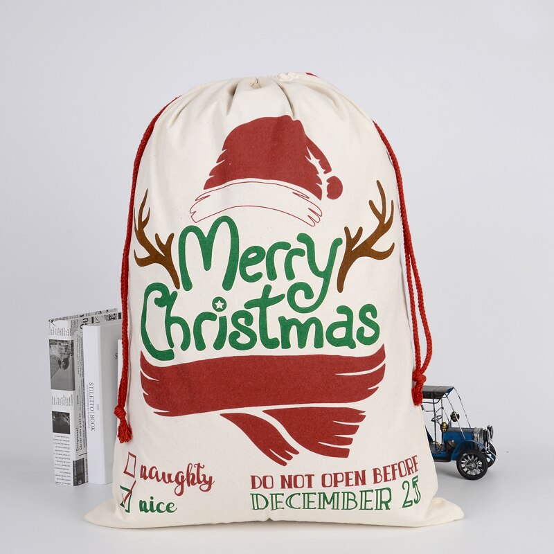 50 x 70cm xmas store julestrømper poser sække hessian julemand sæk dekorationspose: J