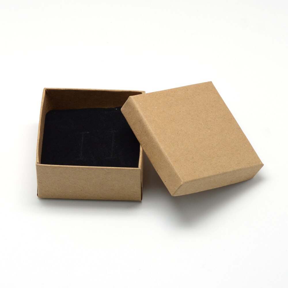 Caja de bisutería Kraft para , 24 Uds., cajas de cartón para anillo, collar, pendiente, joyería para mujer, embalaje de con esponja en el interior: 7x7x3.5cm