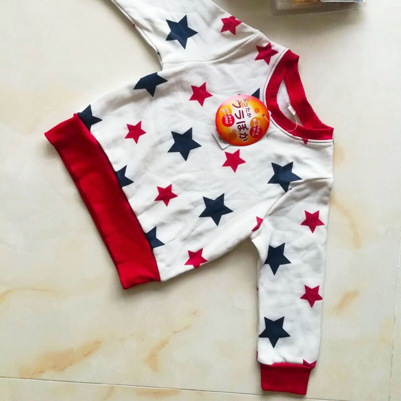 Girl boy thermal underwear autumn fall spring shirt clothing with velvet: red star / 100cm