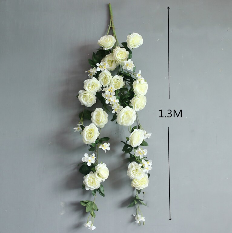 Enredadera de flores artificiales, tira de plantas artificiales, decoración de pared de flores, árbol, enredadera de plástico para el hogar, boda y vacaciones: D