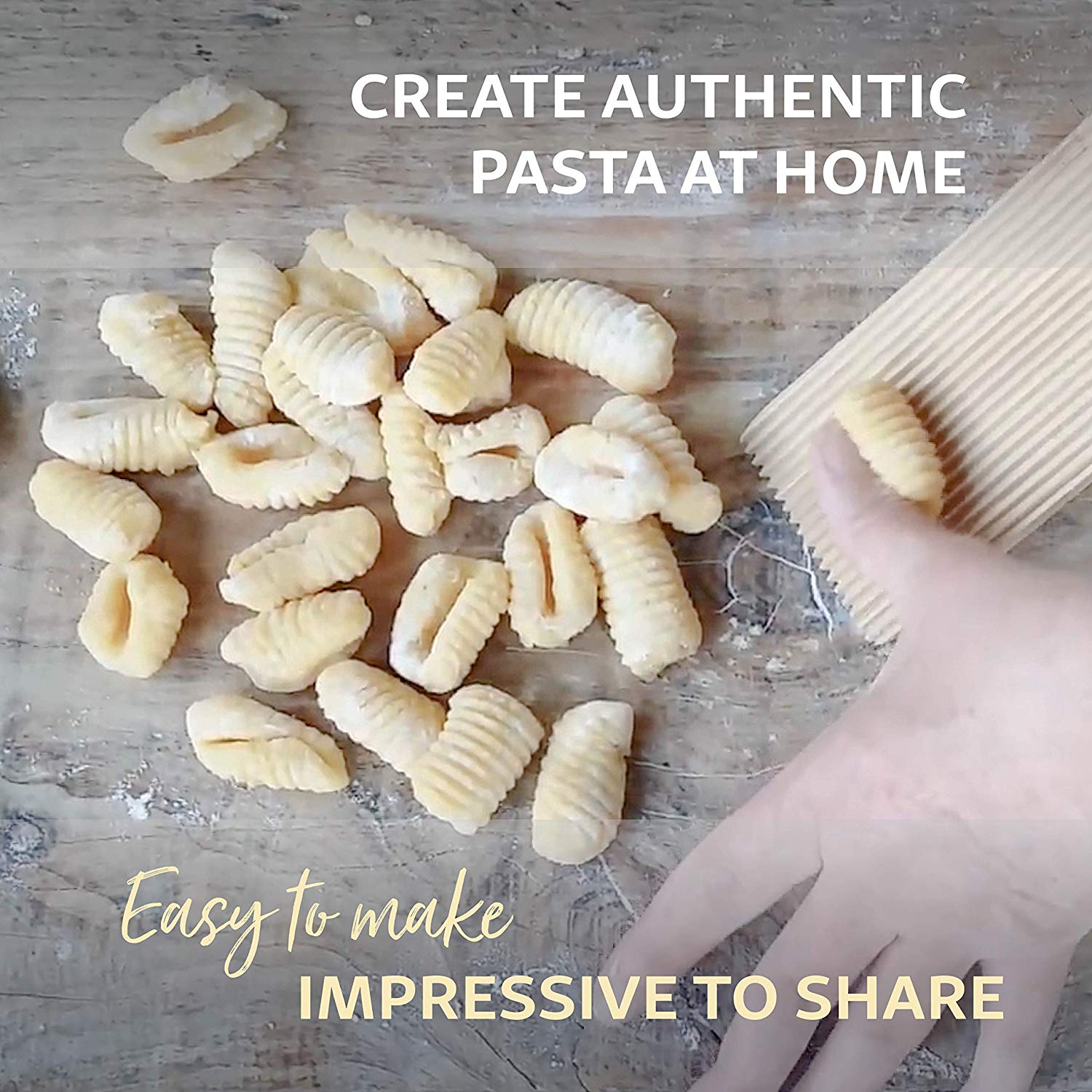 Gnocchi board af hjemmelavede varer - massivt træ gnocchi padle med garganelli stick - cavatelli pasta make