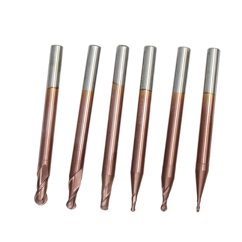 2 Flute End Mill CNC Ball Nose End Mill HRC 50 Router Bits TiCN Coating R0.5-6.0 Tungsten Carbide Engraving Milling Cutter