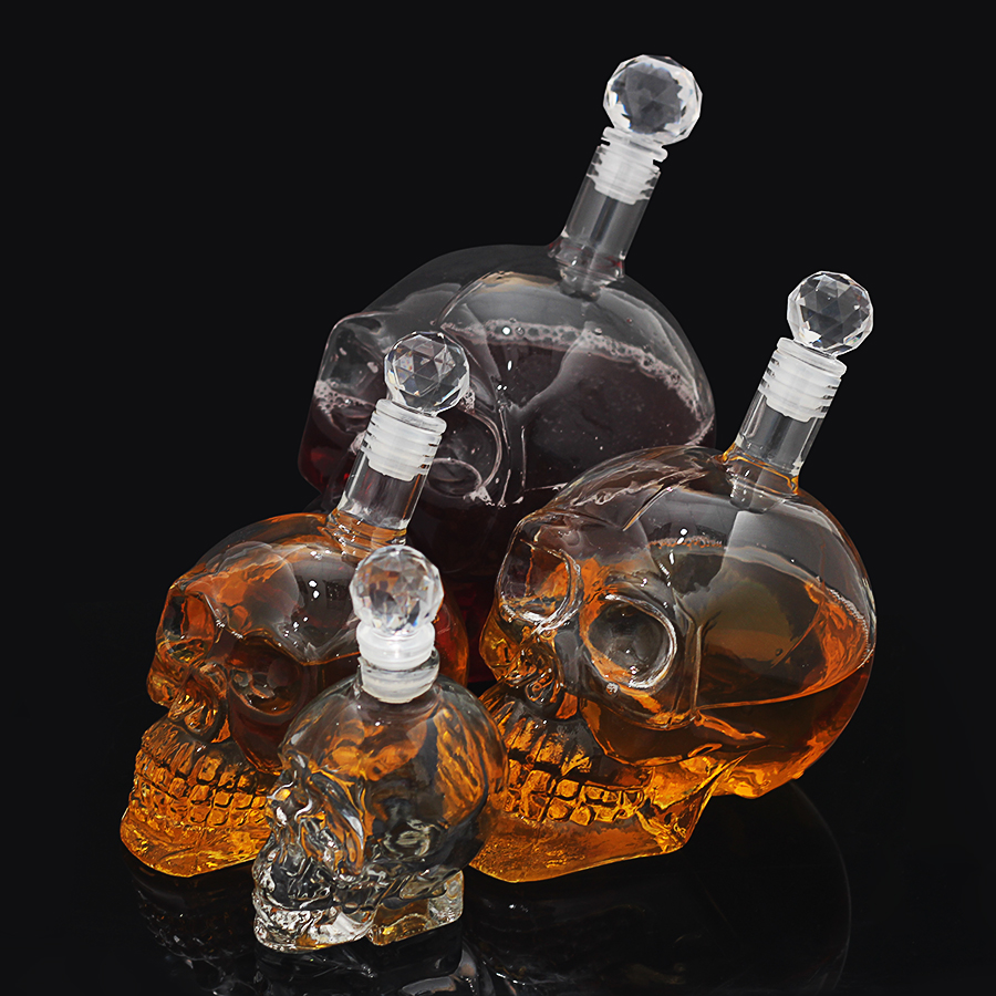 Wodkafles Skull Hoofd Flessen Creatieve Gothic Wijn Glas Cup Decanter Wijn Glazen Fles met Tap