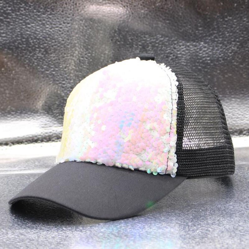 Adult&kids Baseball caps Club Bar Party Dancer Sequin Cap Children Baseball Cap Glitter Sparkling Shiny Hats Adjustable H9: Pink / Adult