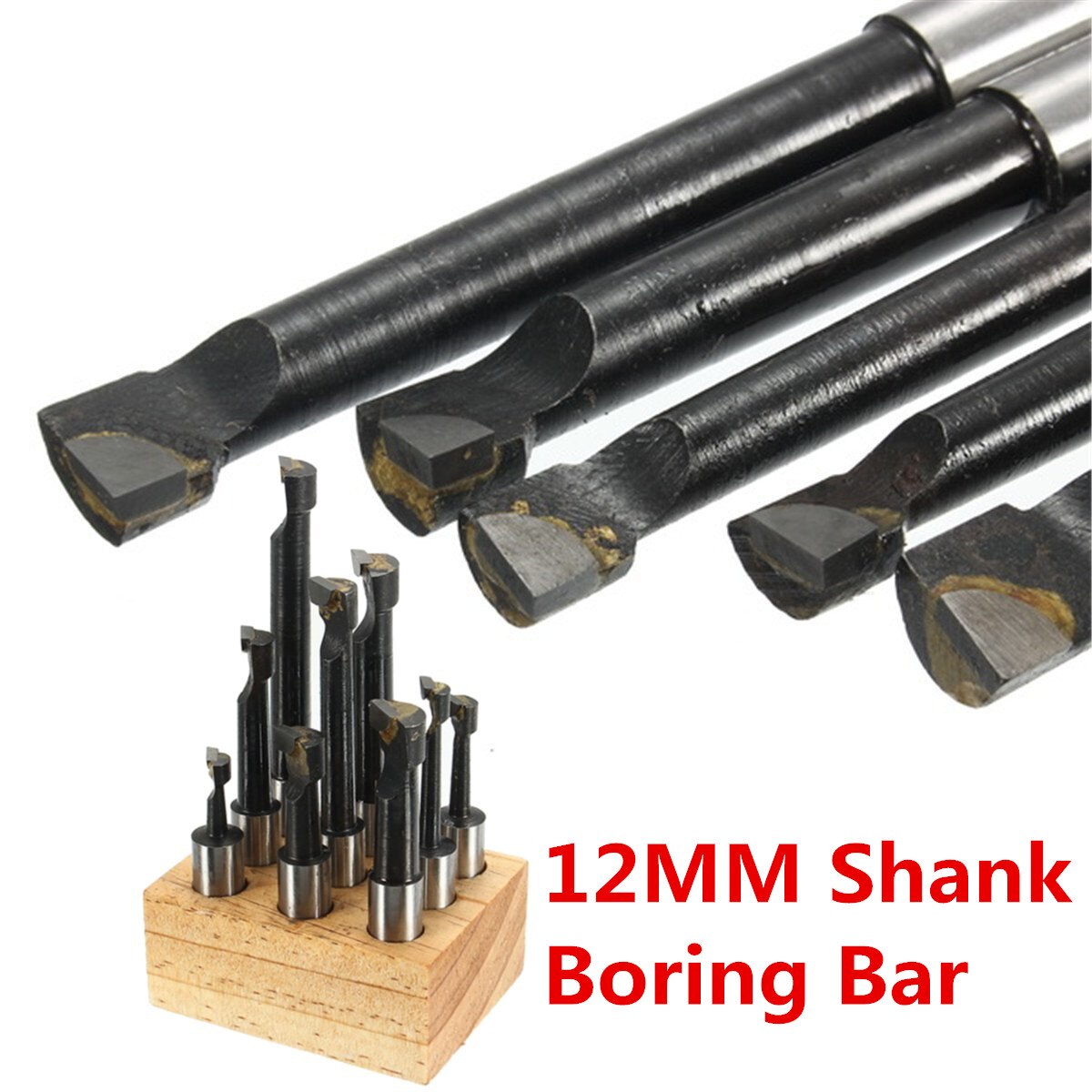 9 Stks/set 12Mm Duurzaam Schacht Kotterbaar Hardmetalen Boring Tool Voor 50Mm MT3-M12 Morse Taper Boring Bar draaibank Frezen