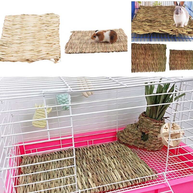 Paillasse en herbe à mordiller pour hamster, lapin et cochon d&#39;Inde,tapis de couchage pour petits animaux de compagnie à poser dans la cage