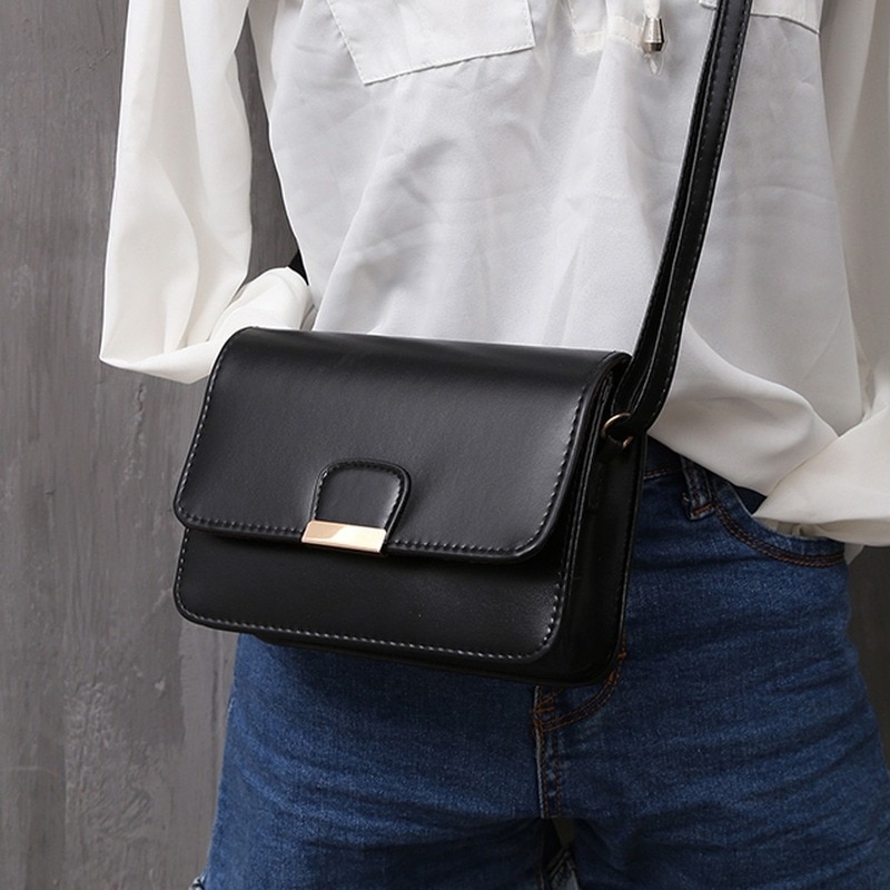 Women's Leather Simple Solid Handbag Small Shoulder Bags Crossbody Bags for Girls Messenger Bags for Female bolso mujer