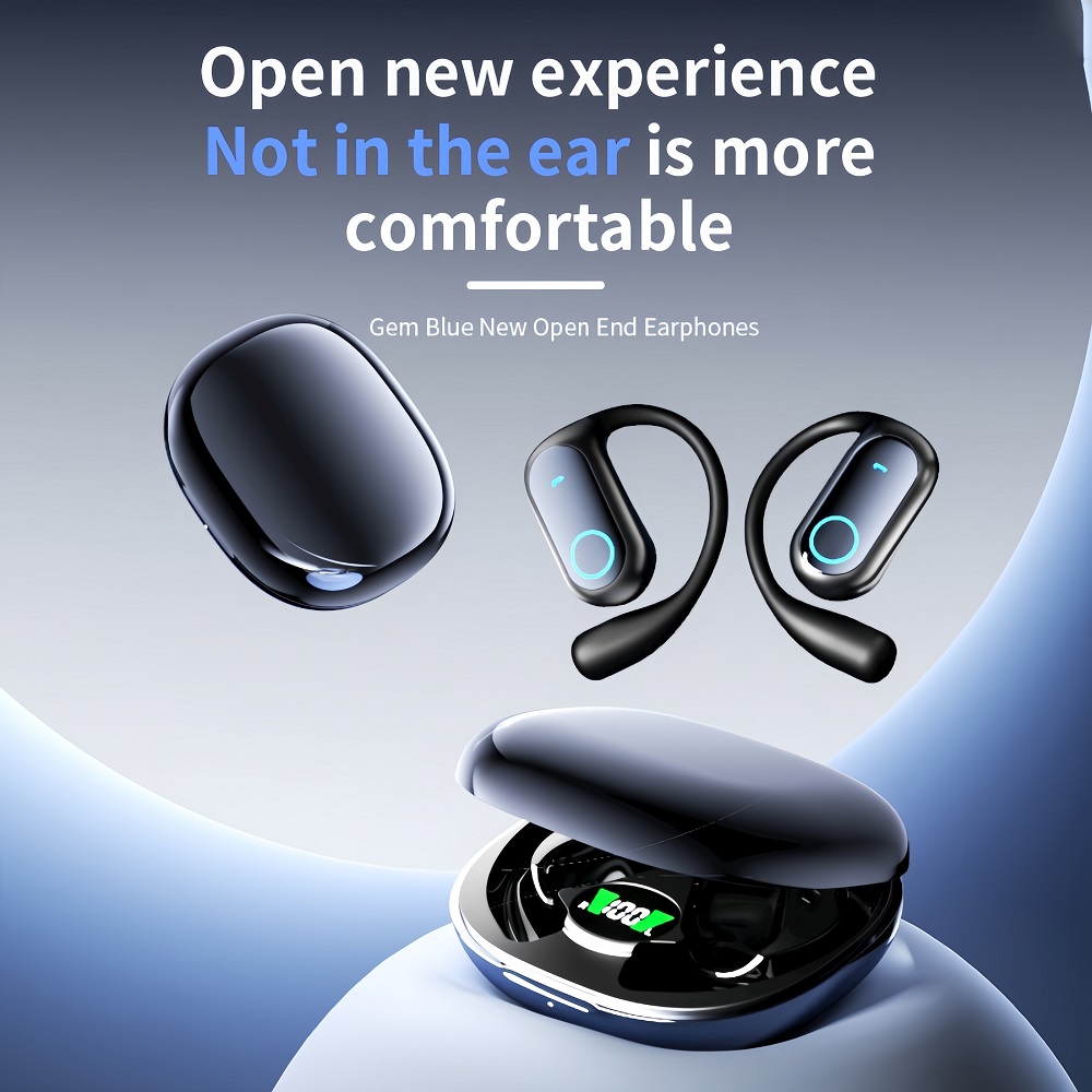 Cuffie bluetooth 5.4 auricolari wireless aperti 45 ore di riproduzione doppio microfono chiamate chiare cuffie sportive a conduzione aerea auricolari