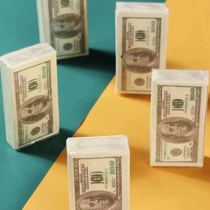 Imitation Dollars Portable Small Package Napkins Hand Towel Cartoon Handkerchief Paper Original Wood Pulp Napkins
