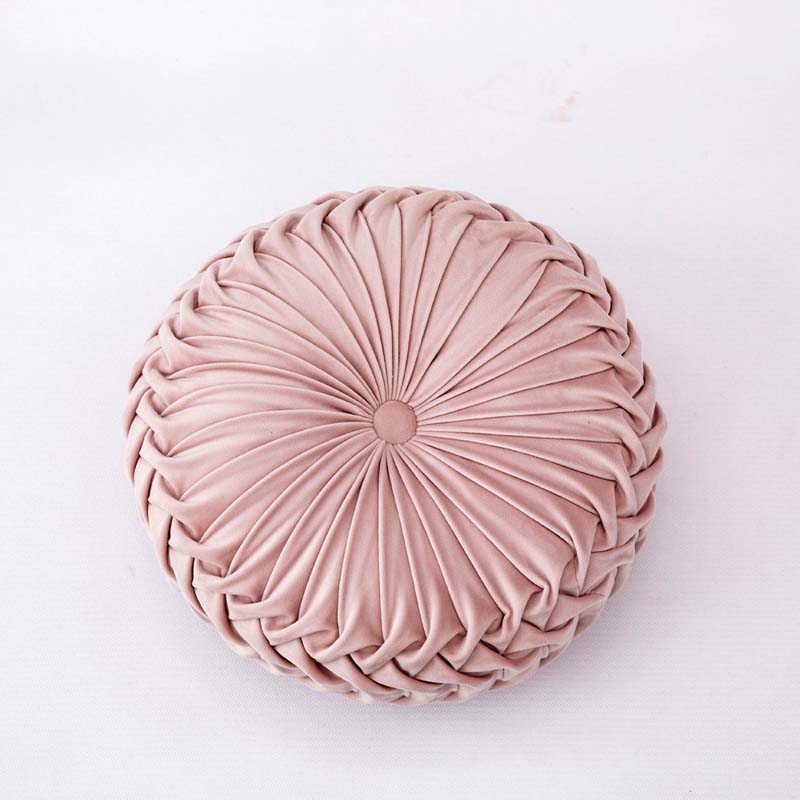 Cojín redondo de terciopelo de 35cm para sofá, almohada rellena, puf futón en el suelo: pink-A