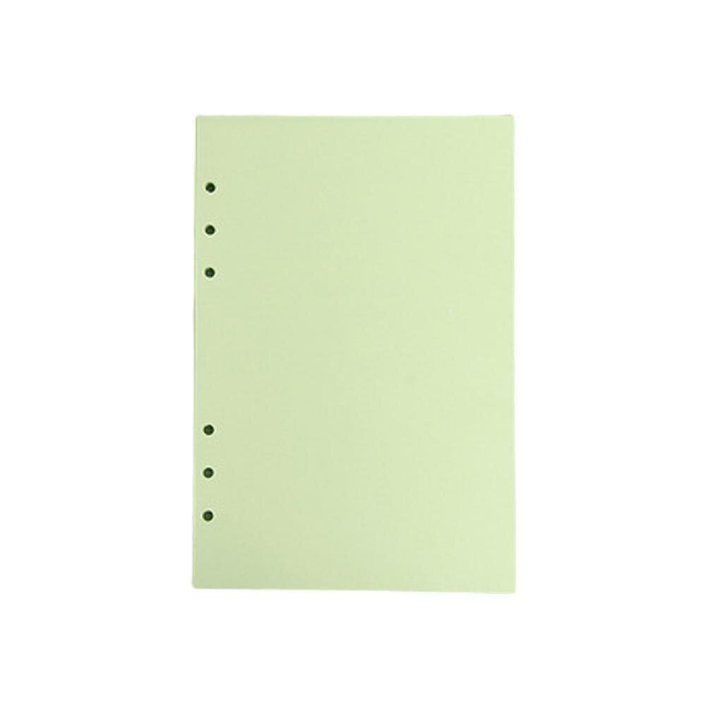40 Sheets A5 Colorful Filler Papers Page Grid line Inside Pages Planner Filler Papers Loose-Leaf Notebook Accessories 6holes: Green Blank