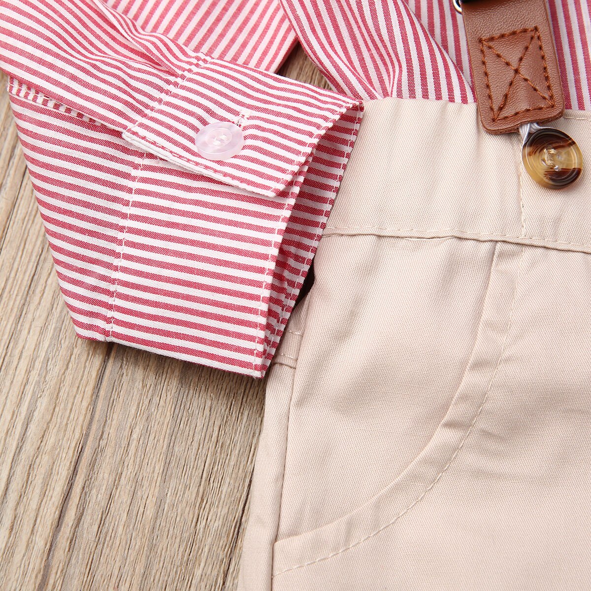 bebé primavera otoño ropa linda bebé recién nacido niños ropa de niños pajarita de flor a rayas Caballero traje Camisa + en general