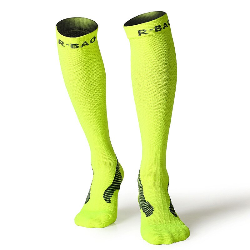 Adults Cycling Socks Men Women Night Running Long Socks Compression Function Stocking Leggings Socks: Green / M(35-38)