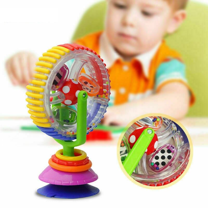Baby Tricolor Draaiende Reuzenrad Educatief Speelgoed Vroege Onderwijs Muziek Speelgoed Eetkamerstoel Tafel Winkelwagen Voeden Zuignap Speelgoed